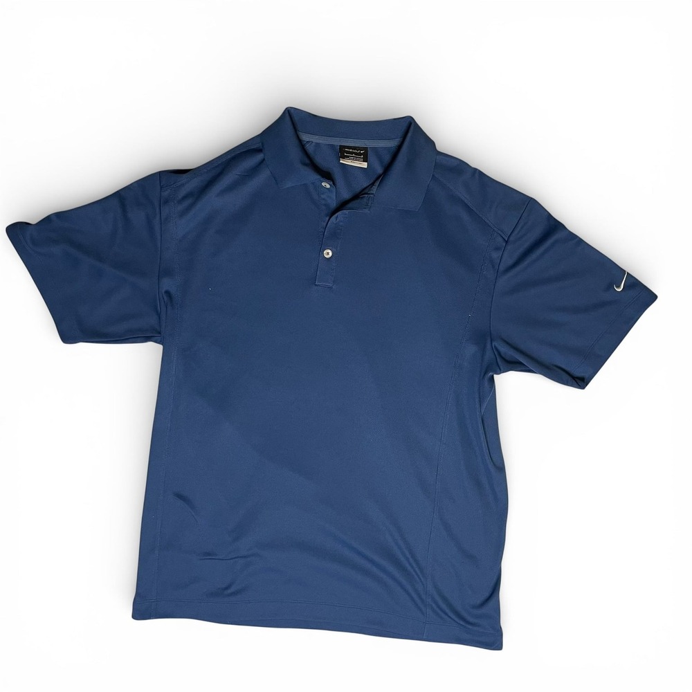 Nike Golf Dri-Fit Polo Shirt Blue Mens Large Swoosh